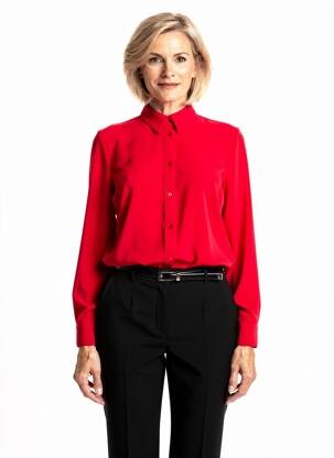Chemisier tissage crêpe manches longues rouge GUY DUBOUIS femme