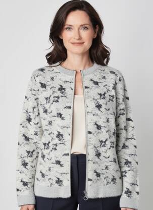 Gilet manches longues maille maille poilu gris MERI & ESCA femme