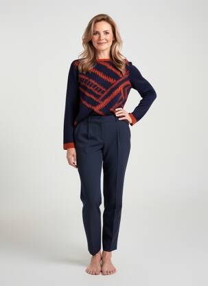 Pull col bateau manches longues bleu GUY DUBOUIS femme