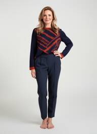 Pull col bateau manches longues bleu GUY DUBOUIS femme
