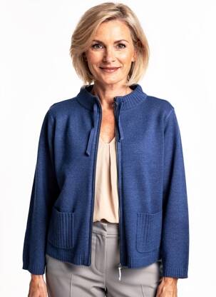 Gilet manches longues stretch bleu OLSEN femme