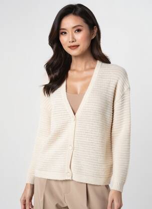 Gilet manches longues stretch beige OLSEN femme