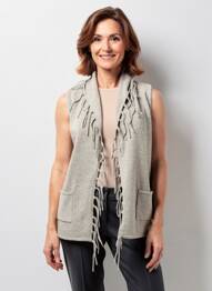 Gilet manches longues col châle gris OLSEN femme