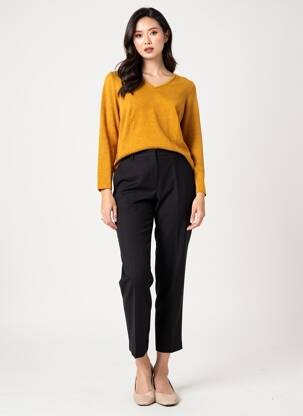 Pull tissage chiné manches longues jaune GUY DUBOUIS femme