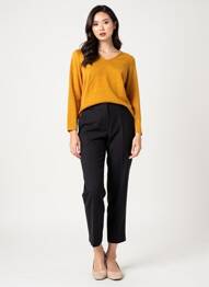 Pull tissage chiné manches longues jaune GUY DUBOUIS femme