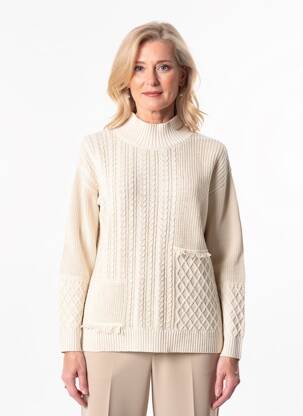 Pull coupe droite manches longues beige OLSEN femme