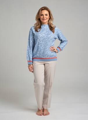 Pull coupe droite manches longues bleu OLSEN femme