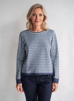 Pull coupe droite manches longues bleu OLSEN femme
