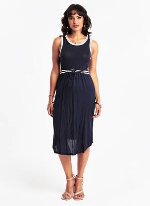 Robe maternité col rond bleu SERAPHINE femme