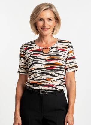 T-shirt stretch manches courtes noir GRIFFON femme