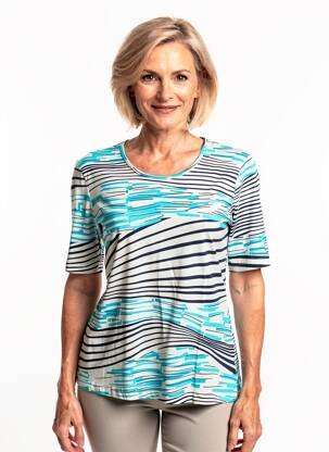T-shirt stretch manches courtes bleu GRIFFON femme