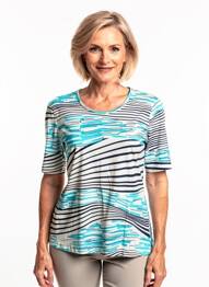 T-shirt stretch manches courtes bleu GRIFFON femme