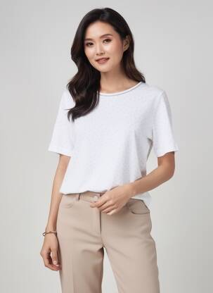 T-shirt stretch manches courtes blanc GRIFFON femme