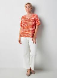 T-shirt imprimé fantaisie manches courtes orange GRIFFON femme