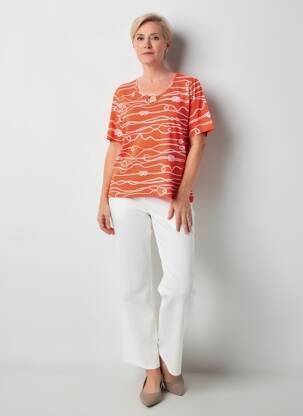 T-shirt imprimé fantaisie manches courtes orange GRIFFON femme