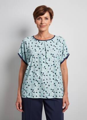 T-shirt col rond manches courtes bleu GRIFFON femme