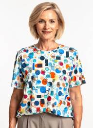 T-shirt stretch manches courtes bleu GRIFFON femme
