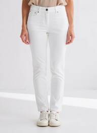 Pantalon slim tissage popeline taille normale blanc PAUL BRIAL femme