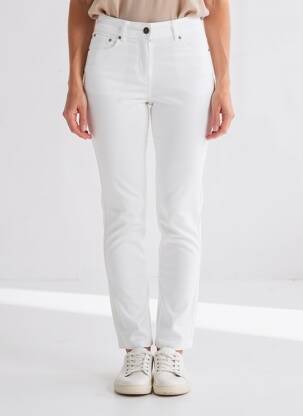 Pantalon slim tissage popeline taille normale blanc PAUL BRIAL femme