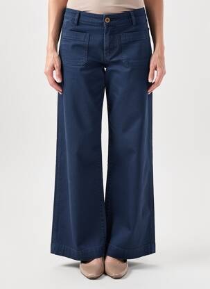 Pantalon large tissage popeline taille normale bleu KEZY femme