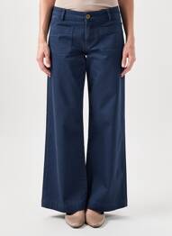 Pantalon large tissage popeline taille normale bleu KEZY femme