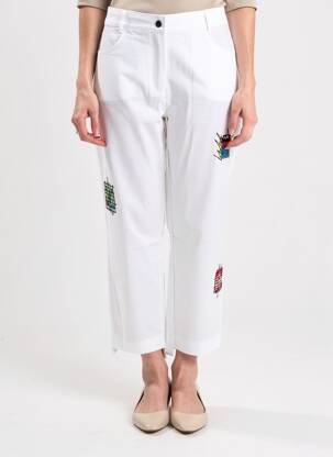 Pantacourt coupe droite taille normale blanc MALOKA femme