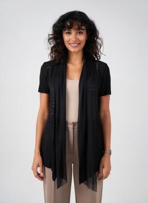 Gilet manches courtes maille tricot noir PAUL BRIAL femme