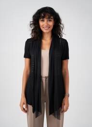 Gilet manches courtes maille tricot noir PAUL BRIAL femme