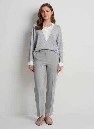 Pull coupe droite manches longues gris EMA BLUE'S femme