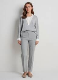 Pull col v manches longues gris EMA BLUE'S femme
