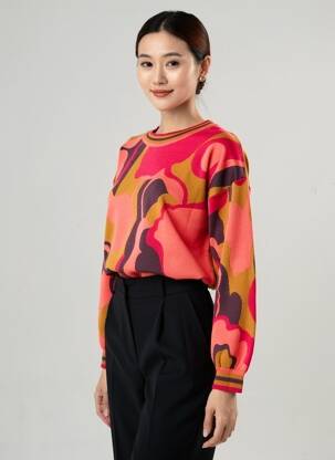 Pull col rond manches longues rose LE PETIT BAIGNEUR femme