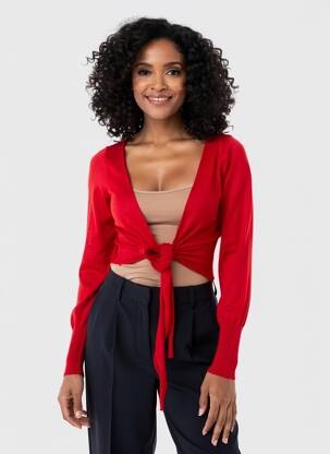 Boléro maille fine rouge EVALINKA femme