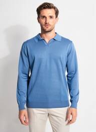 Pull stretch manches longues bleu BRUNO LEONI homme
