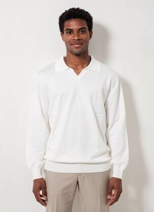 Pull col polo manches longues blanc BRUNO LEONI homme
