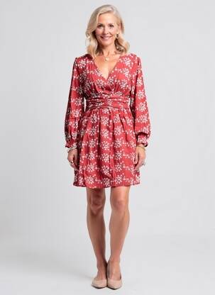 Robe courte manches longues manches longues rouge BY ONE femme