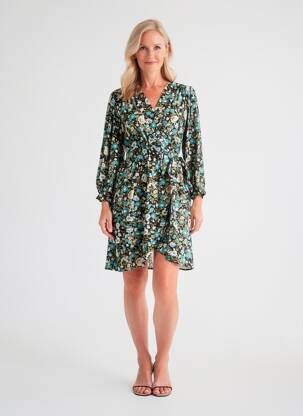 Robe courte manches 3/4 manches 3/4 bleu BY ONE femme