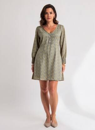 Robe courte manches longues manches longues bleu ALLER SIMPLEMENT femme