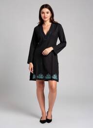 Robe courte manches longues manches longues noir IPANIMA femme