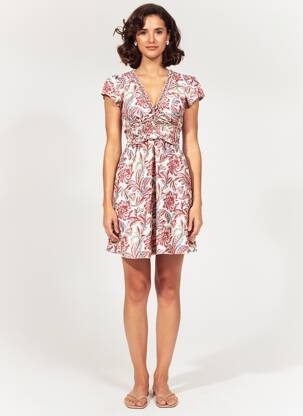 Robe courte manches courtes manches courtes rouge ALLER SIMPLEMENT femme