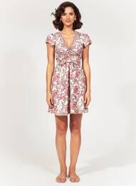 Robe courte manches courtes manches courtes rouge ALLER SIMPLEMENT femme