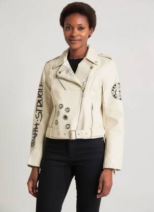 Veste simili cuir poches beige MISS SISSI femme
