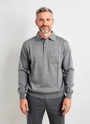 Pull stretch manches longues gris BERAC homme