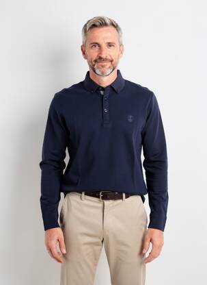 Polo manches longues manches longues bleu IZAC homme