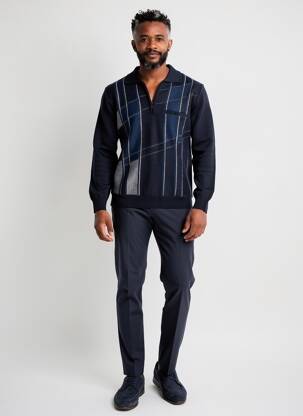 Pull stretch manches longues bleu BERAC homme