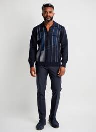 Pull stretch manches longues bleu BERAC homme