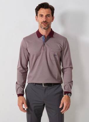 Polo tissage chiné manches longues rouge DARIO BELTRAN homme