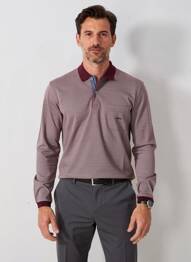 Polo tissage chiné manches longues rouge DARIO BELTRAN homme