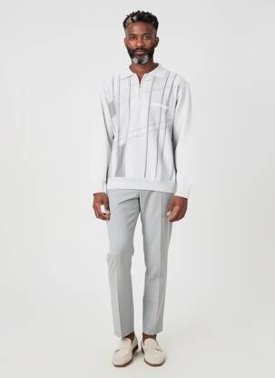 Pull stretch manches longues gris BERAC homme