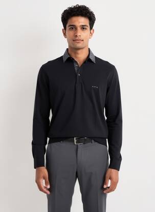 Polo manches longues manches longues noir MISE AU GREEN homme