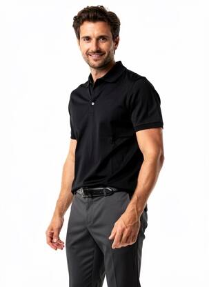 Polo tissage jersey manches courtes noir IZAC homme